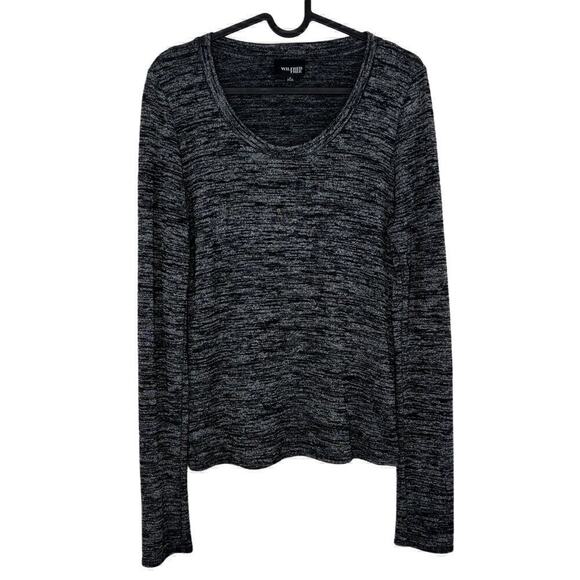 Wilfred by Aritzia Black Grey Space Dye Scoop Neck Lightweight Sweater Medium - Picture 1 of 5